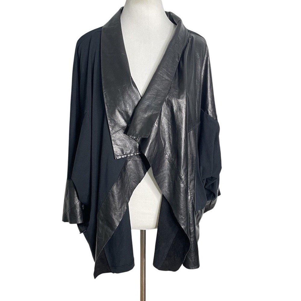 Ivan Grundahl Copenhagen Black Leather Trim  Jersey Avant Garde  Jacket Medium